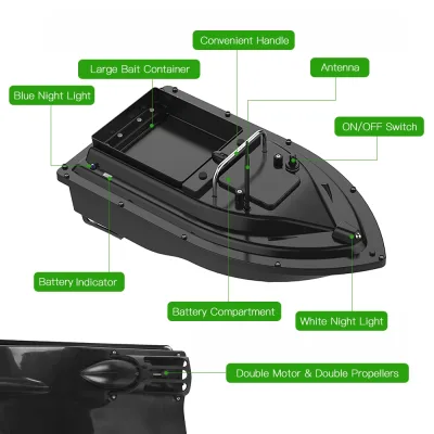 Bateau d'appâtage télécommandé noir – image 2