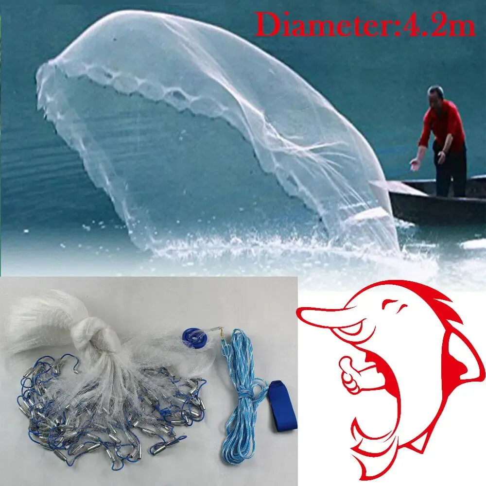 Épervier de pêche rond en nylon, 4,2 m