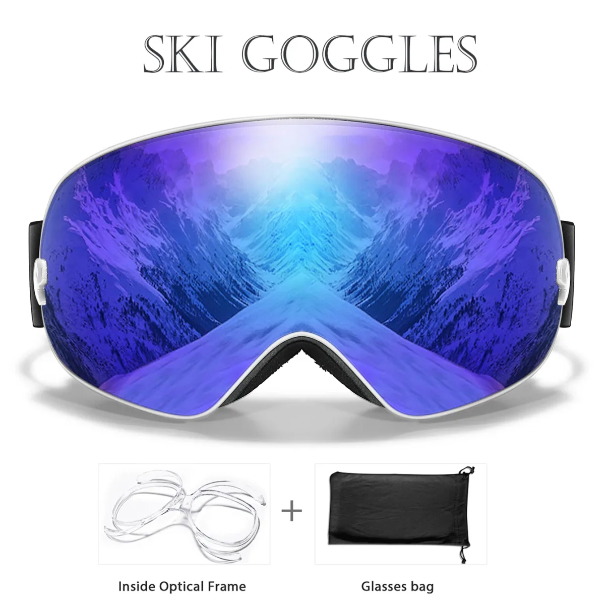 Lunettes de ski anti-buée, monture TPU