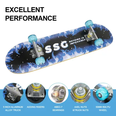 Skateboard complet en érable, bleu – image 2
