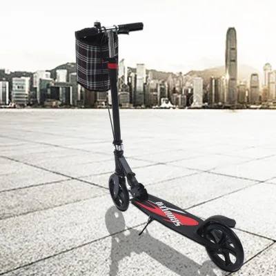 Trottinette pliable noire avec panier – image 3
